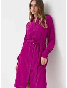 Šaty s prímesou hodvábu Pinko fialová farba, mini, rovný strih, 100126.A01P