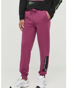 Tepláky Calvin Klein Jeans fialová farba
