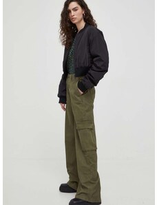 Bavlnené nohavice Levi's BAGGY CARGO zelená farba, rovné, stredne vysoký pás