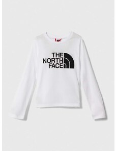 Detská bavlnená košeľa s dlhým rukávom The North Face L/S EASY TEE biela farba, s potlačou