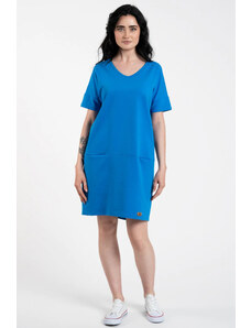Italian Fashion Dámska tunika tepláková krátky rukáv Kalta nebesky modrá, Farba nebesky modrá