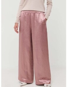 Nohavice Max Mara Leisure dámske, ružová farba, široké, vysoký pás