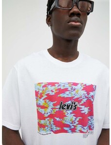 Bavlnené tričko Levi's biela farba, s potlačou
