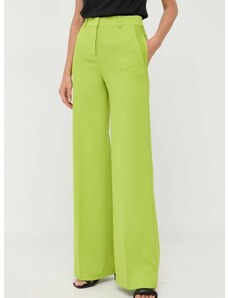 Nohavice Pinko dámske, zelená farba, široké, vysoký pás