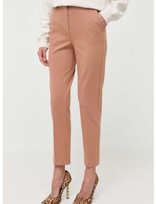 Nohavice Pinko dámske, hnedá farba, rovné, vysoký pás