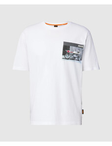 Pánske tričko BOSS TeeMotor biele s potlačou