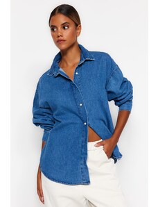Trendyol Navy Blue Oversized Denim Shirt