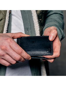 Bagind Klipy Sirius - ručne vyrobená pánska peňaženka z čiernej hovädzej kože.