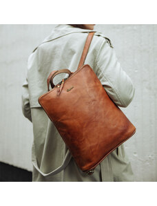 Bagind Komby - Dámsky kožený kabelko-batoh hnedý, ručná výroba