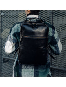 Bagind Cestuy Sirius - unisex kožený batoh čierný, ručná výroba