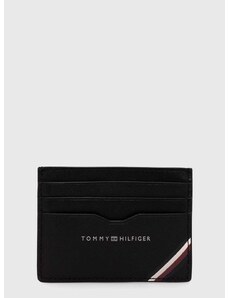 Kožené puzdro na karty Tommy Hilfiger čierna farba