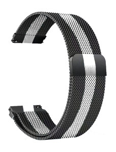 Madvell Kovový Milanese remienok čierna s bielym pruhom 22mm