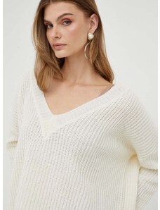 Vlnený sveter Pinko dámsky, béžová farba, teplý