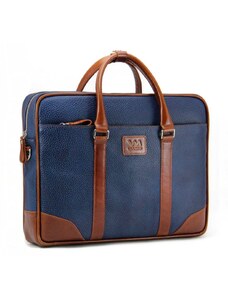 VALMIO Modrá kožená taška na notebook Telford 15"