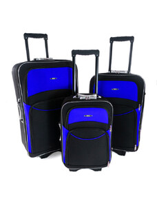 Rogal Set 3 modro-čiernych cestovných kufrov "Standard" - veľ. M, L, XL