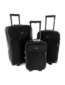 Rogal Set 3 čiernych cestovných kufrov "Standard" - veľ. M, L, XL