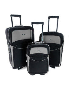 Rogal Set 3 sivo-čiernych cestovných kufrov "Standard" - veľ. M, L, XL