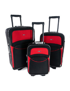 Rogal Set 3 červeno-čiernych cestovných kufrov "Standard" - veľ. M, L, XL