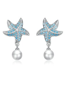 GRACE Silver Jewellery Stříbrné náušnice Mořská hvězdice - perla, stříbro 925/1000