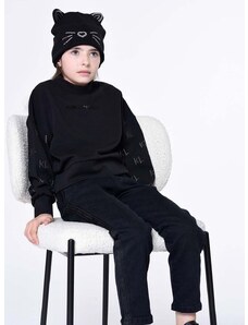 Detská mikina Karl Lagerfeld čierna farba, s potlačou