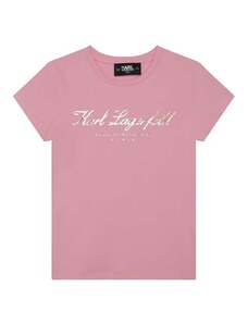 Detské tričko Karl Lagerfeld ružová farba, s potlačou