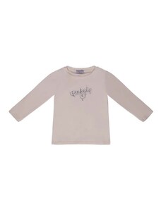 Detské tričko s dlhým rukávom Pinko Up béžová farba