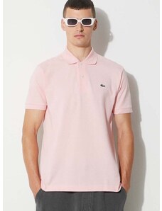 Bavlnené polo tričko Lacoste L1212-001, ružová farba, jednofarebné
