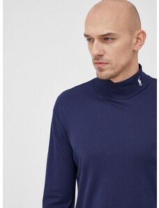 Bavlnené tričko s dlhým rukávom Polo Ralph Lauren tmavomodrá farba, jednofarebné