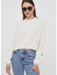 Vlnený sveter Calvin Klein Jeans dámsky, béžová farba