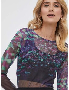 Tričko s dlhým rukávom Calvin Klein Jeans dámsky, fialová farba