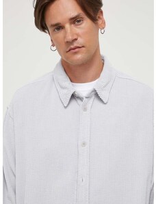 Manšestrová košeľa American Vintage šedá farba, voľný strih, s klasickým golierom