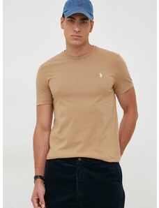 Bavlnené tričko Polo Ralph Lauren pánsky,béžová farba,jednofarebný,710671438