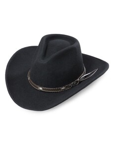 Stars and Stripes Westernový čierny klobúk s koženým remienkom - Dallas