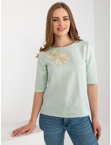 Fashionhunters Mint formal blouse with short sleeves