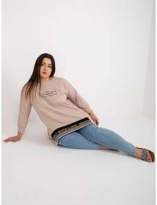 Fashionhunters Beige tunic of larger size in cotton sweatshirt