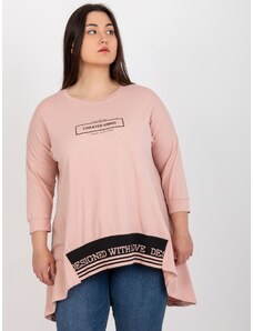 Fashionhunters Dusty pink tunic of larger size with 3/4 sleeves