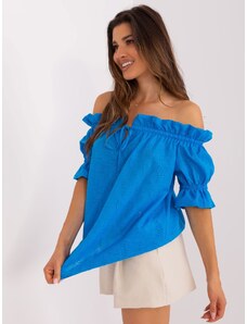 Fashionhunters Blue blouse made of Spanish cotton
