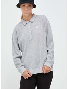 Tričko s dlhým rukávom New Balance šedá farba