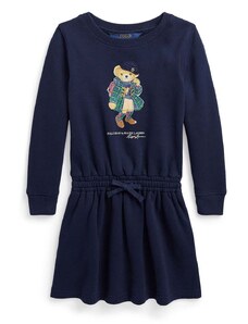 Dievčenské šaty Polo Ralph Lauren tmavomodrá farba, mini, áčkový strih