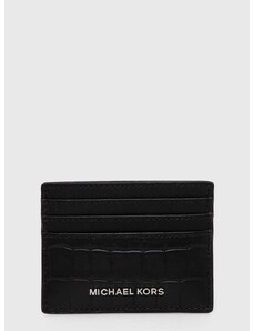 Kožené puzdro na karty Michael Kors čierna farba