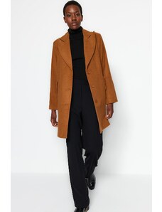 Trendyol Camel Premium oversize široký strih pečiatkovaný kabát