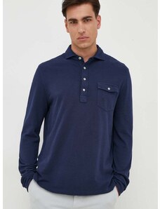 Bavlnené tričko s dlhým rukávom Polo Ralph Lauren tmavomodrá farba, jednofarebný