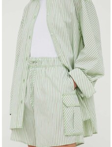 Bavlnené šortky Stine Goya Leon zelená farba, vzorované, vysoký pás