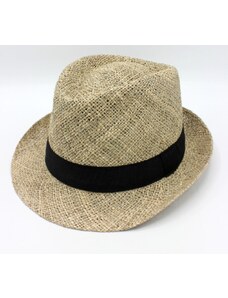 Fiebig - Headwear since 1903 Husto pletený slamený klobúk z morskej trávy s čiernou stuhou - Trilby