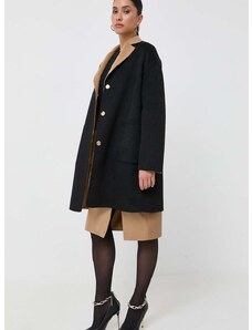 Obojstranný vlnený kabát Liu Jo čierna farba, prechodný