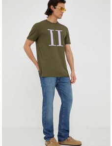 Bavlnené tričko Les Deux zelená farba, melanžový