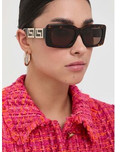 Slnečné okuliare Versace dámske, hnedá farba