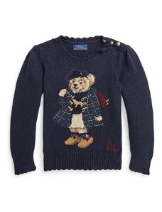 Detský bavlnený sveter Polo Ralph Lauren čierna farba, tenký