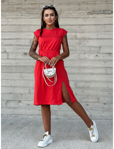 BASIC Červené midi šaty s rozparkom TW-SK-2318.69P-red