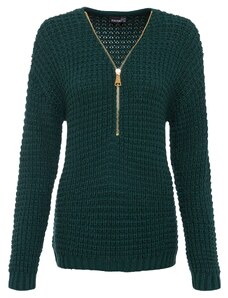 bonprix Pletený pulóver so zipsom, farba zelená